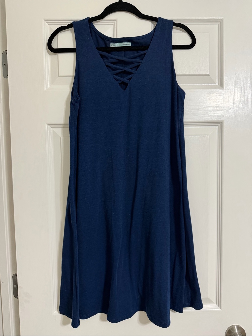 Maurices Navy Blue Sleeveless Crisscross Neck Swing Dress